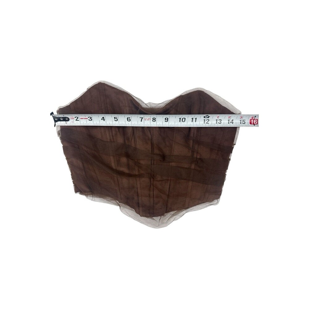 Zara Corsetry Tulle Crop Top Brown Strapless Sheer Bustier M Corset Whimsigoth - Picture 6 of 7